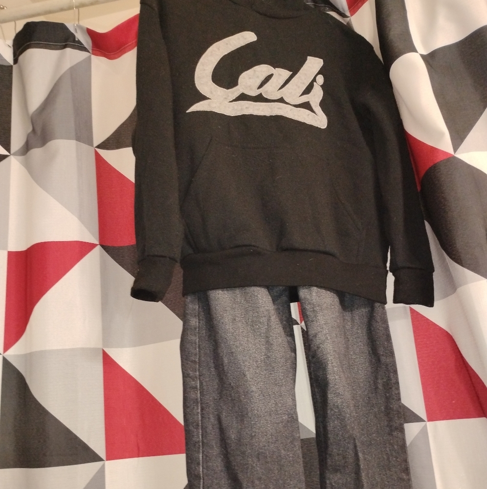 Black with Grey Lettering Hoodie And  Black Pants - Picture 4 of 4